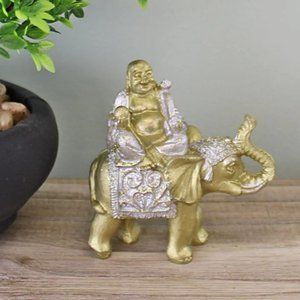 Miniature Buddha Sitting On Elephant Ornament For Home Decor Novelty Item